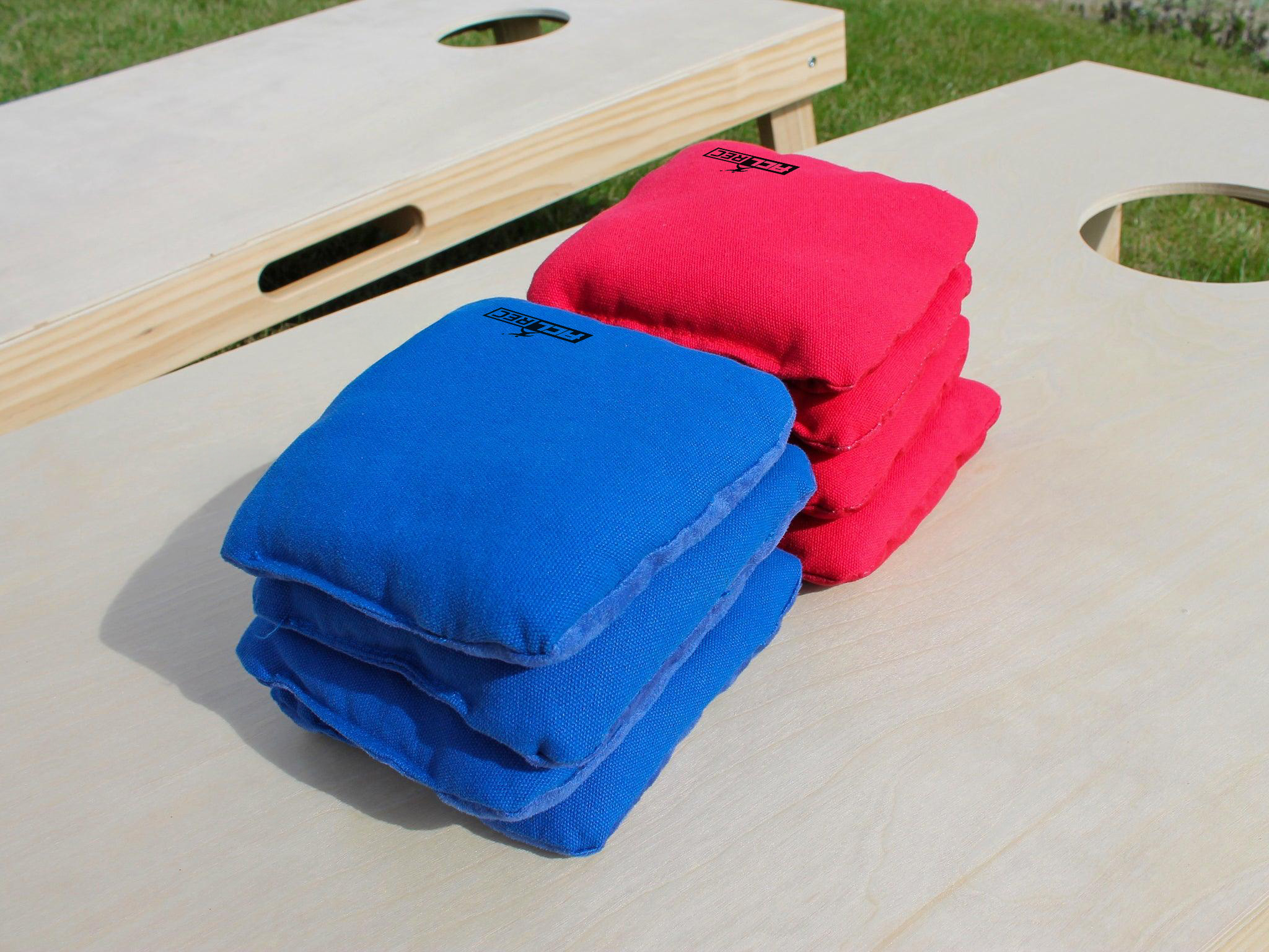 Close-up van cornhole zakken klaar om te spelen